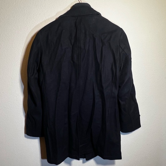 Banana Republic Black Coat Italian Wool Blend Emmetex Long Trench Jacket Men’s S - Picture 4 of 12